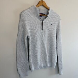 Vineyard Vines Quarter Zip Sweater Women’s Medium Whale Logo Preppy Gray